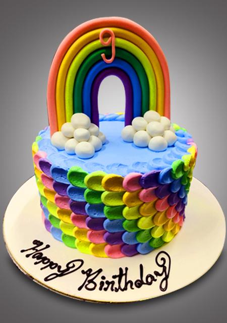 Rainbow cloud birthday cake